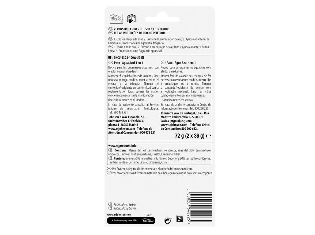 BLOCO PATO SANIT&Aacute;RIO SUPORTE &Aacute;GUA AZUL 2X40G image number 1