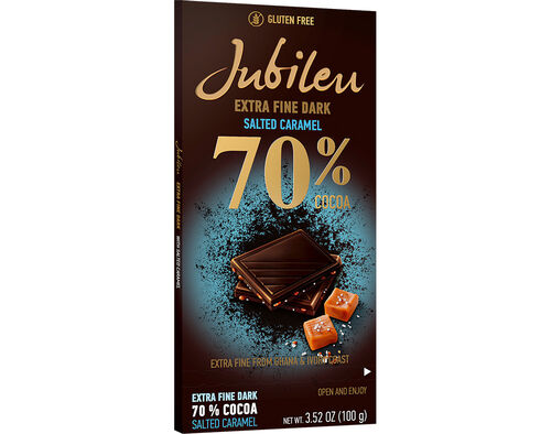 TABLETE JUBILEU CHOCOLATE PRETO 70%CACAU COM CARAMELO 100G image number 0