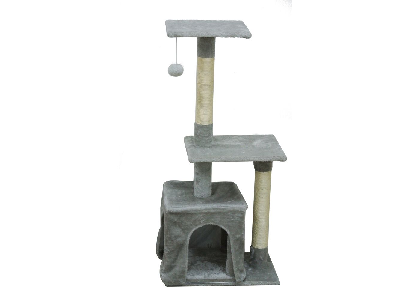 GIN&Aacute;SIO PARA GATO AUCHAN CINZENTO PELUCHE + CORDA 100CM