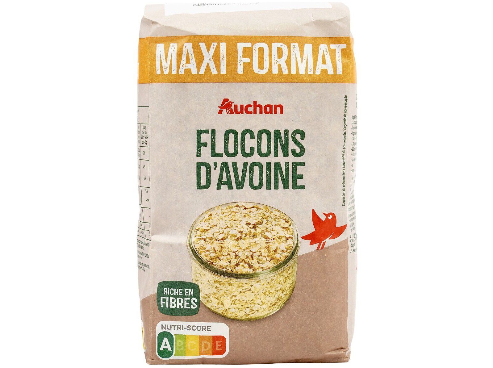 FLOCOS DE AVEIA AUCHAN FINOS E INTEGRAIS 1 KG image number 0