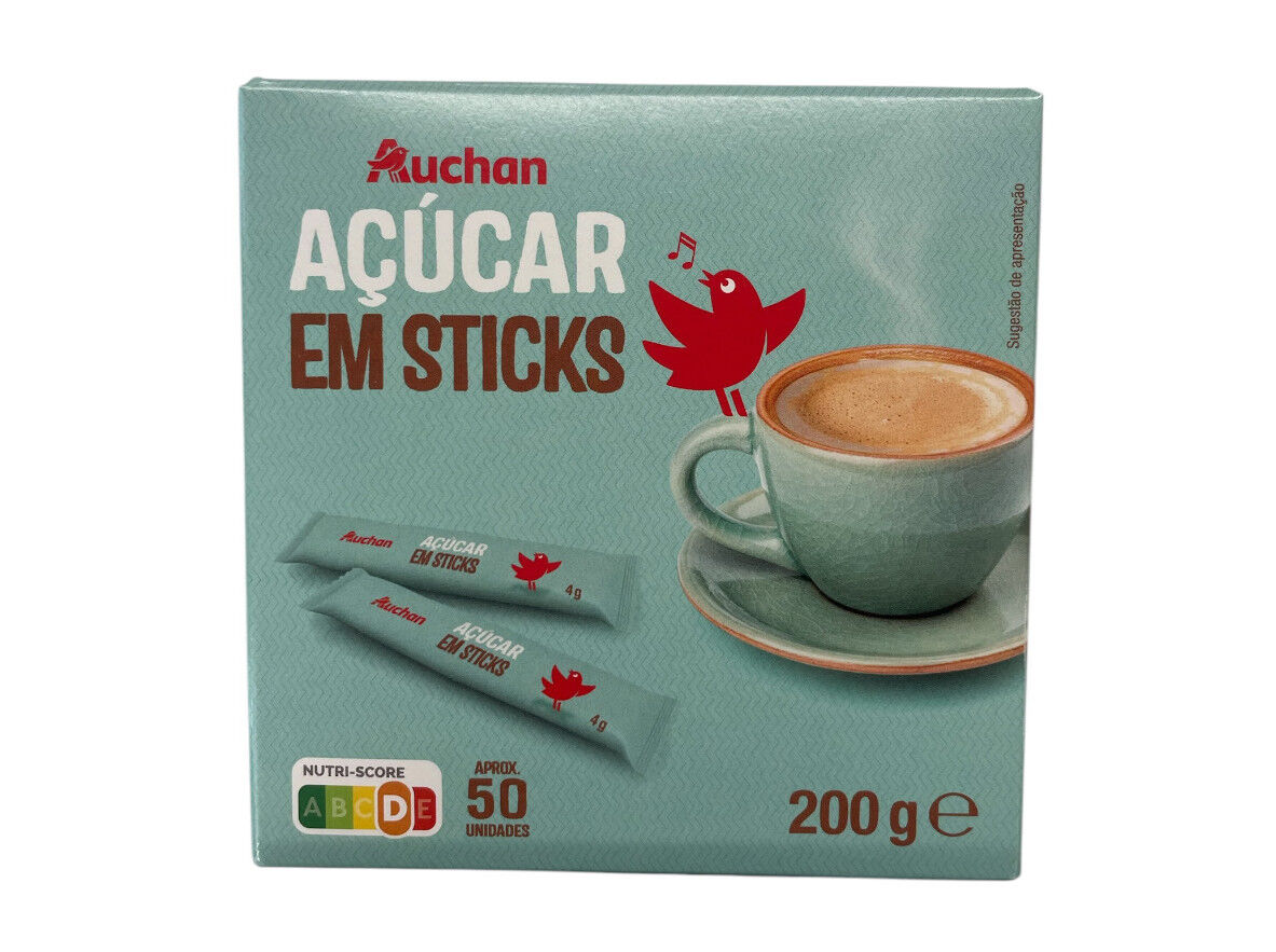 A&Ccedil;UCAR BRANCO AUCHAN EM STICKS 50 UN 200G