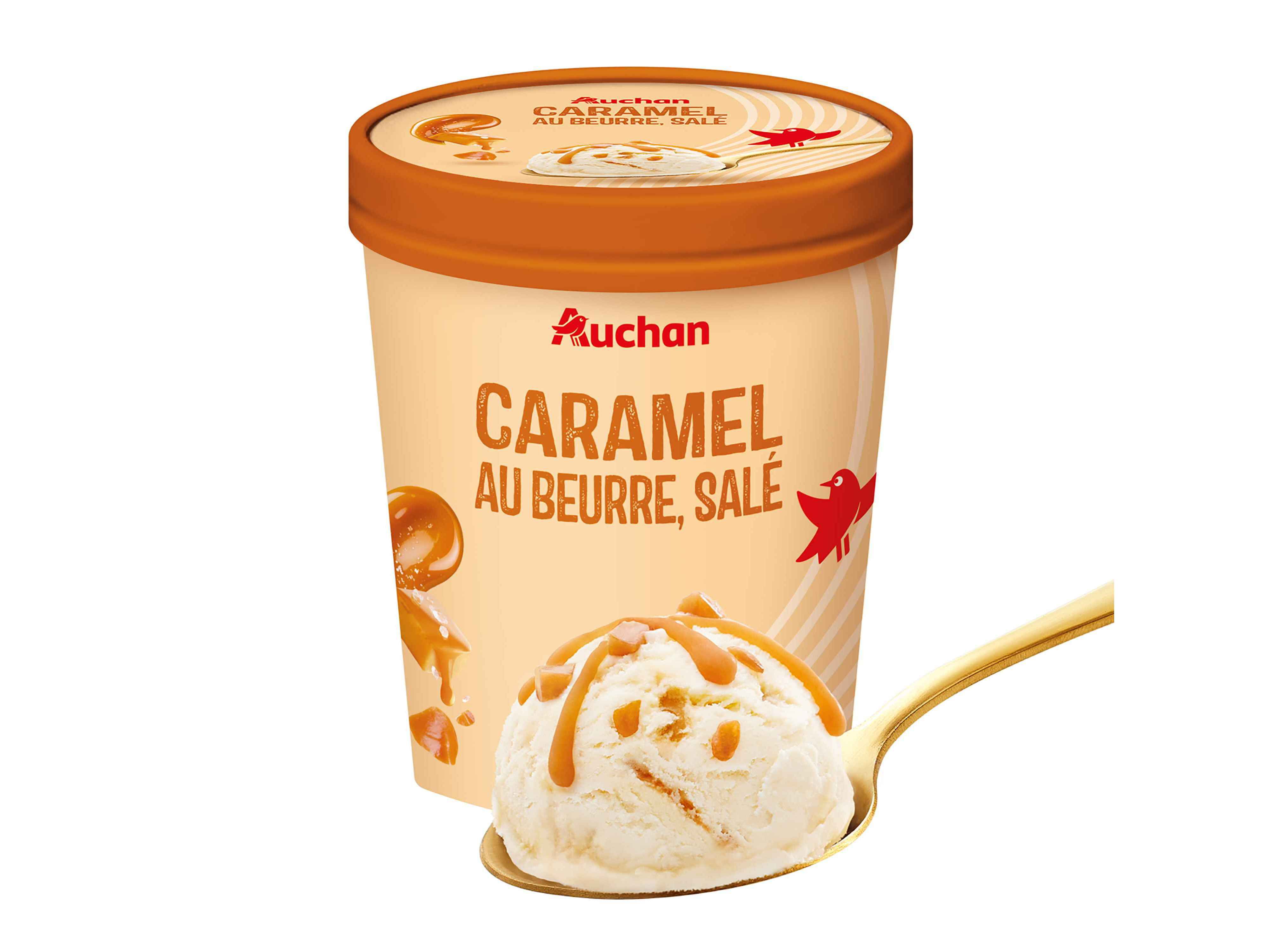 GELADO AUCHAN CARAMELO SALGADO COM PEDA&Ccedil;OS 500ML