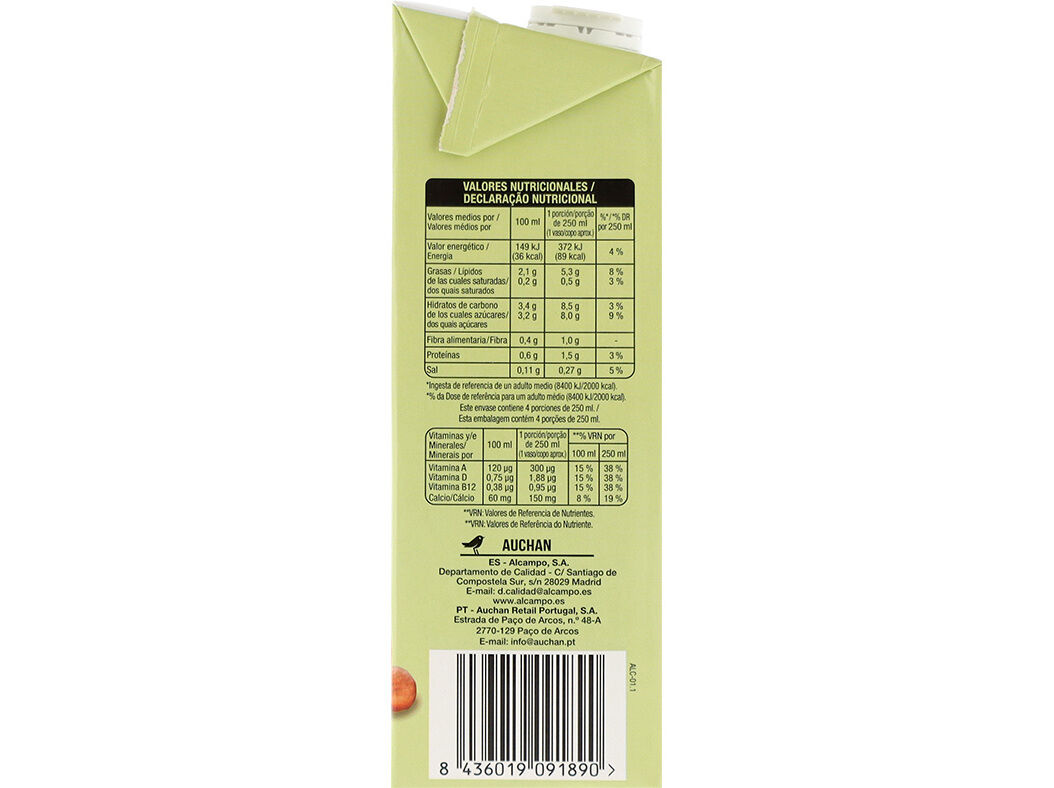 BEBIDA AVEL&Atilde; UHT AUCHAN SEM GL&Uacute;TEN 1L image number 3