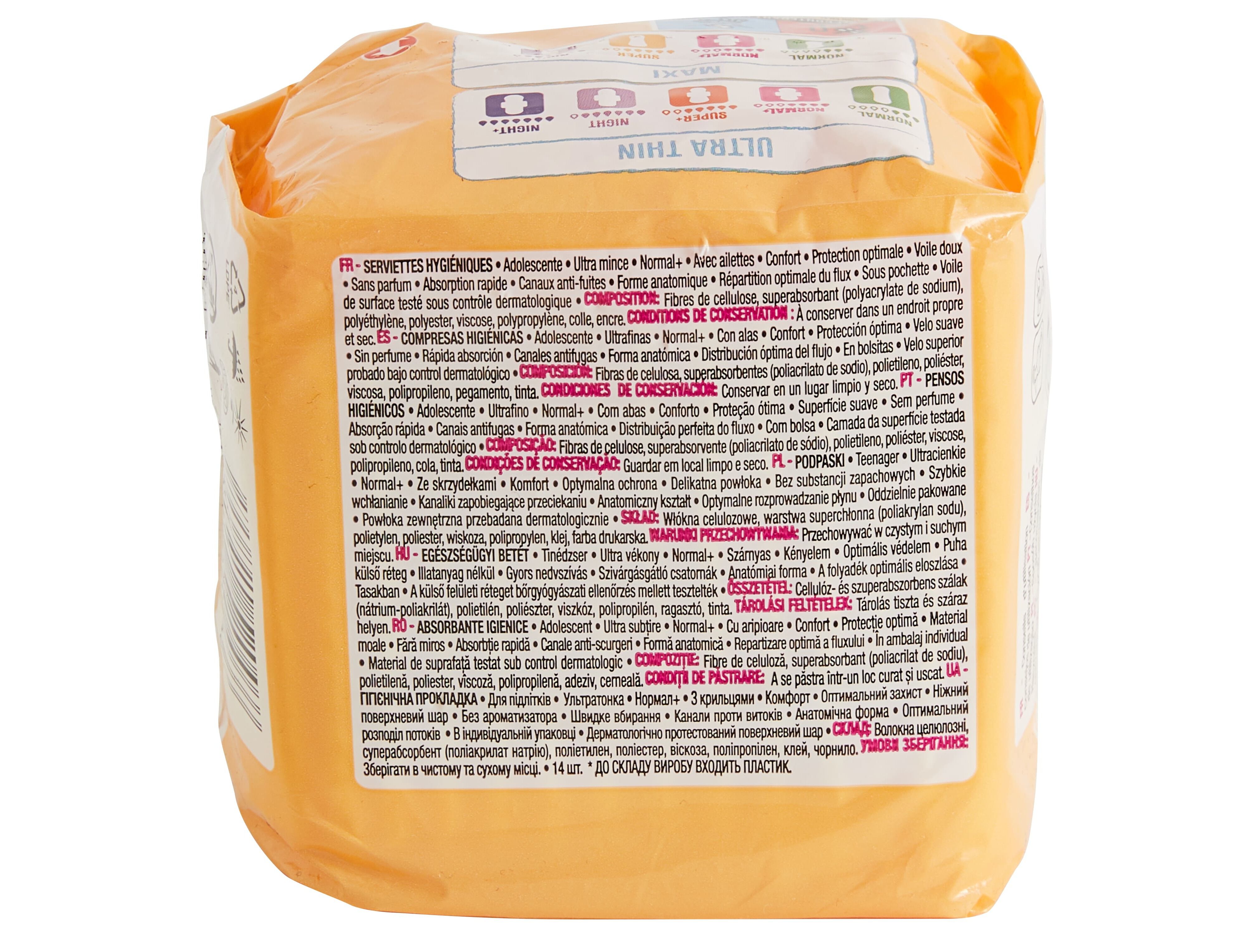 PENSOS HIGI&Eacute;NICOS AUCHAN ADOLESCENTE NORMAL+ C/ABAS BOLSA 14UN image number 2