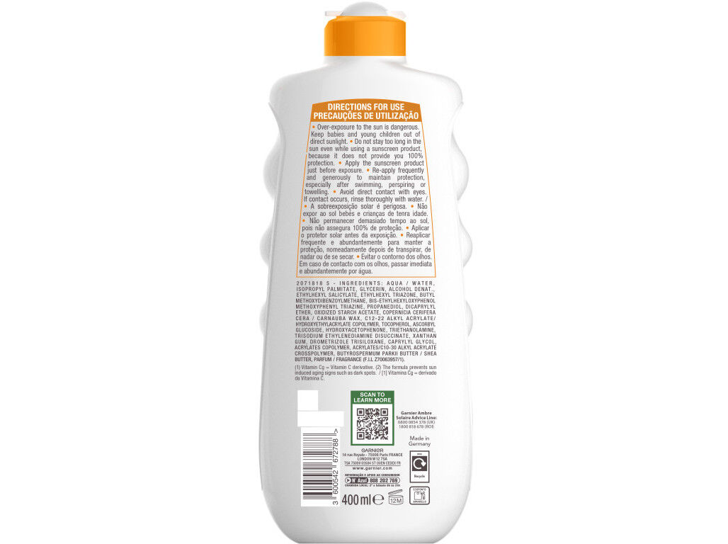 PROTETOR SOLAR AMBRE SOLAIRE LEITE HYDRA 24 SPF50 400ML image number 1