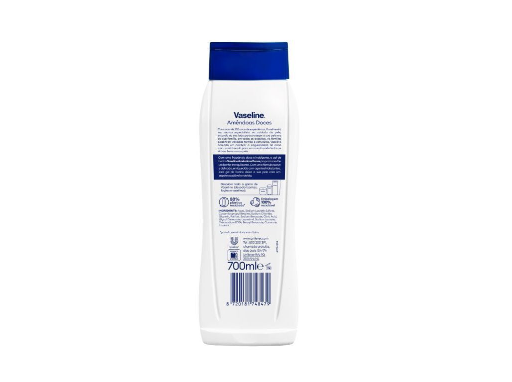 GEL DE BANHO VASELINE AMENDOAS DOCES 700ML image number 1