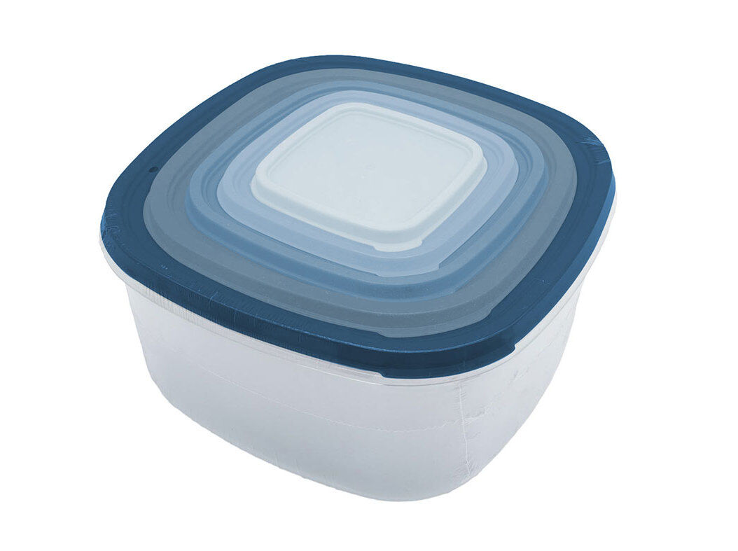 CONJUNTO 5 CAIXAS HERM&Eacute;TICAS ACTUEL PL&Aacute;STICO QUADRADAS image number 0