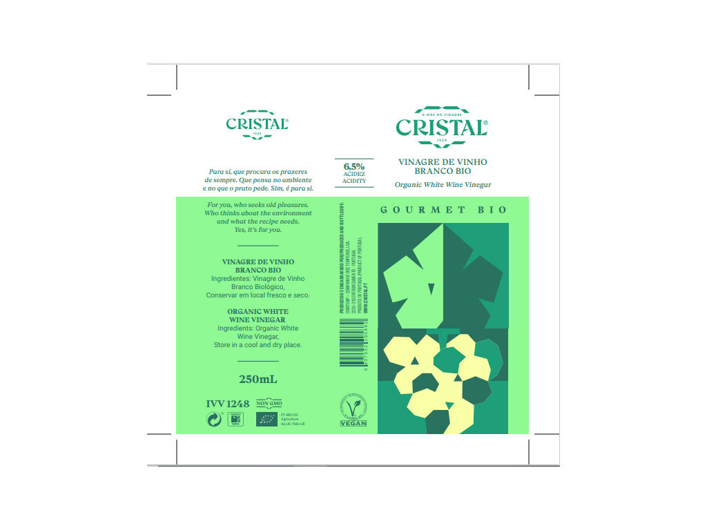 VINAGRE DE VINHO CRISTAL GOURMET 6.5% BIO 250ML image number 1