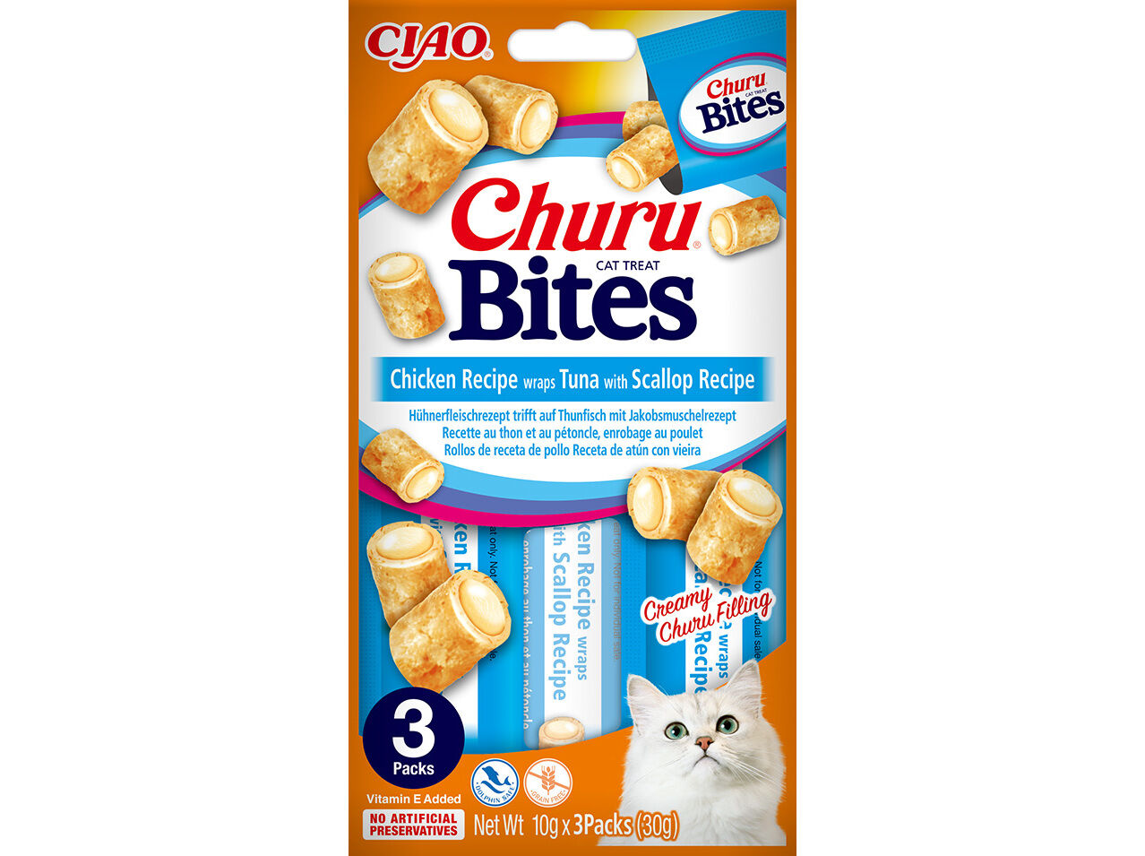 SNACK PARA GATO CIAO CHURU FRANGO / ATUM / VIEIRA 3X10G image number 0