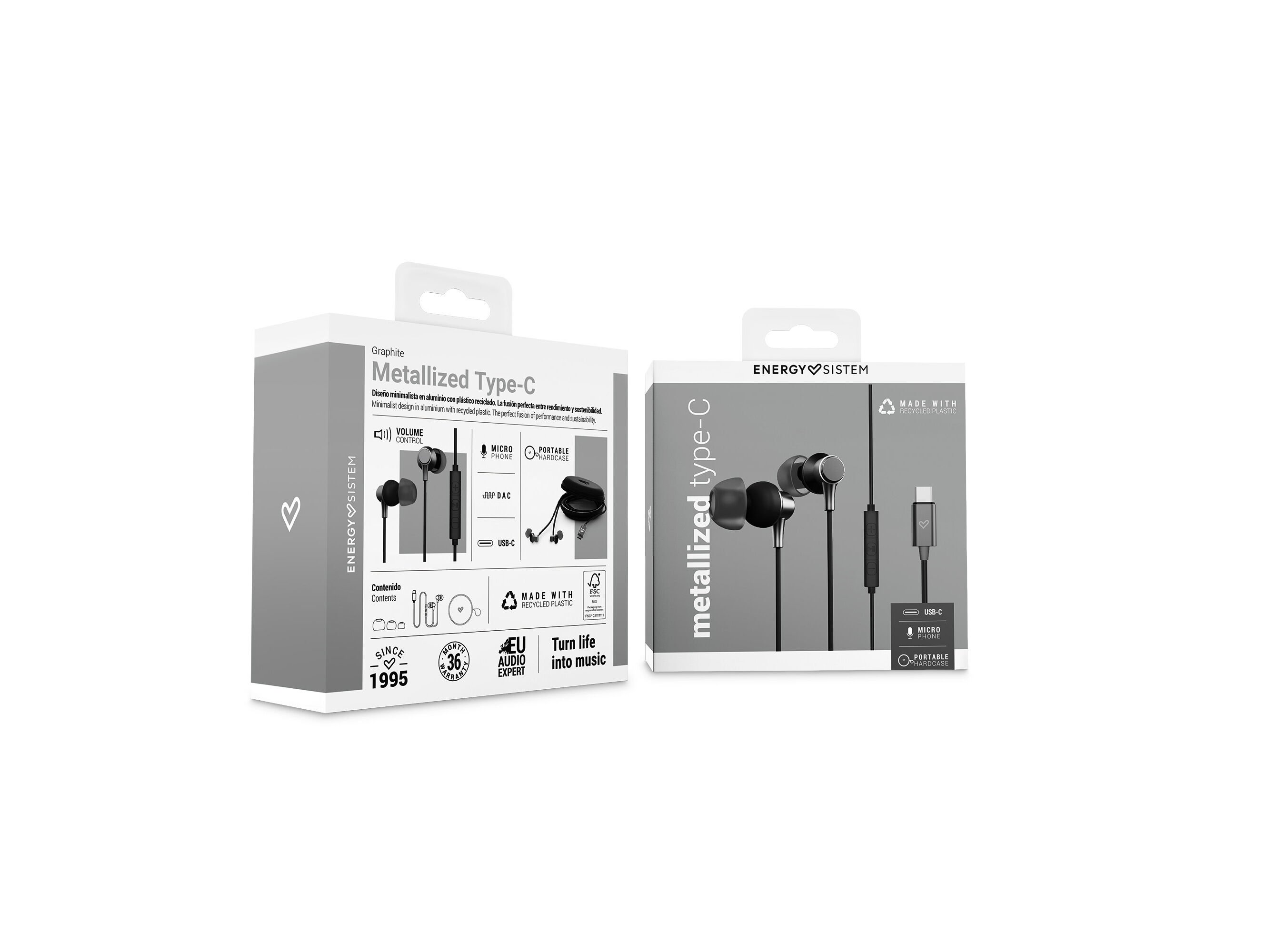 AURICULARES ENERGY SISTEM METALLIZED TYPE C PRETO C/MICRO image number 4