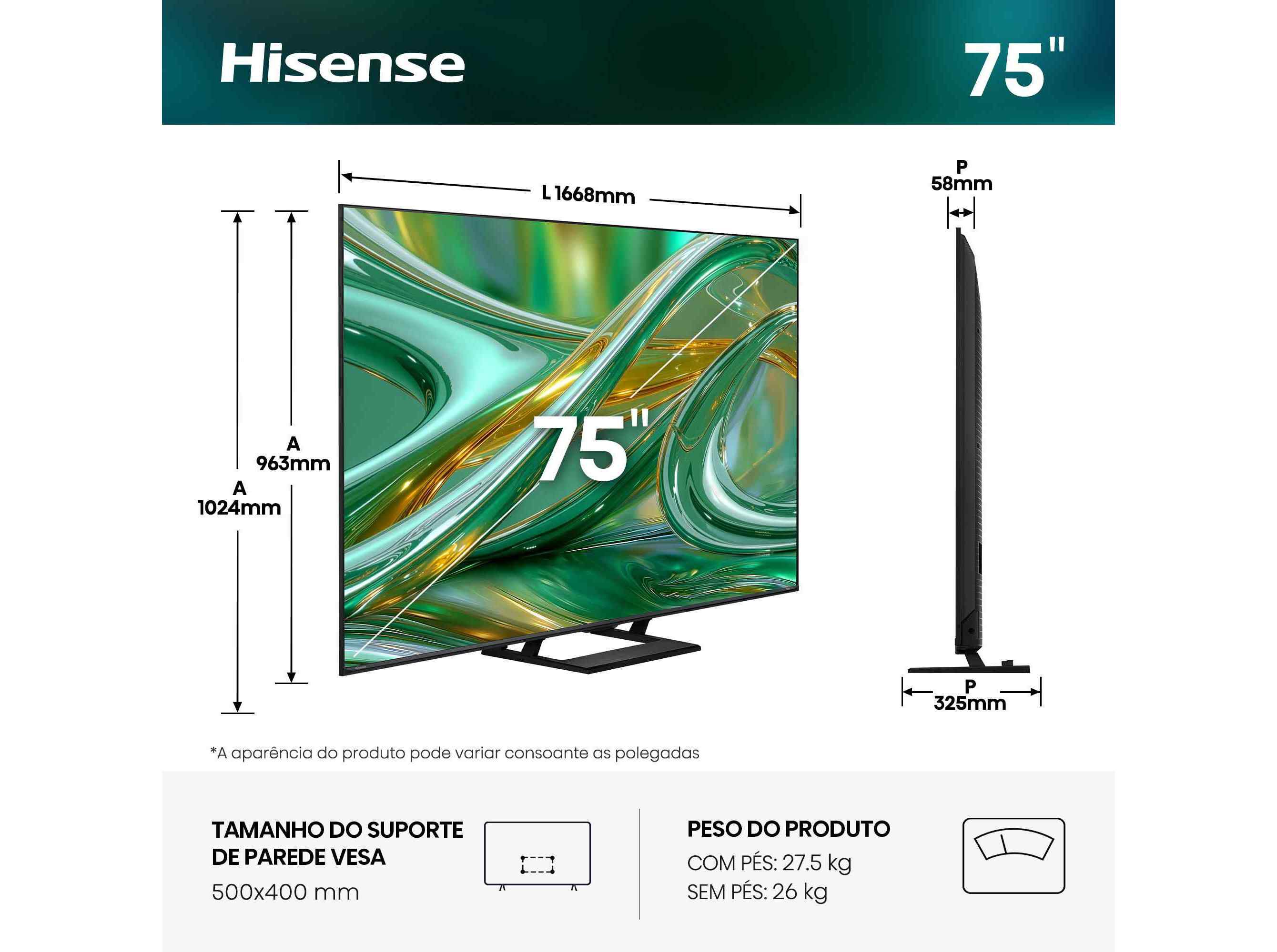 TV ULED MINI LED HISENSE 75E8S 75'' image number 1