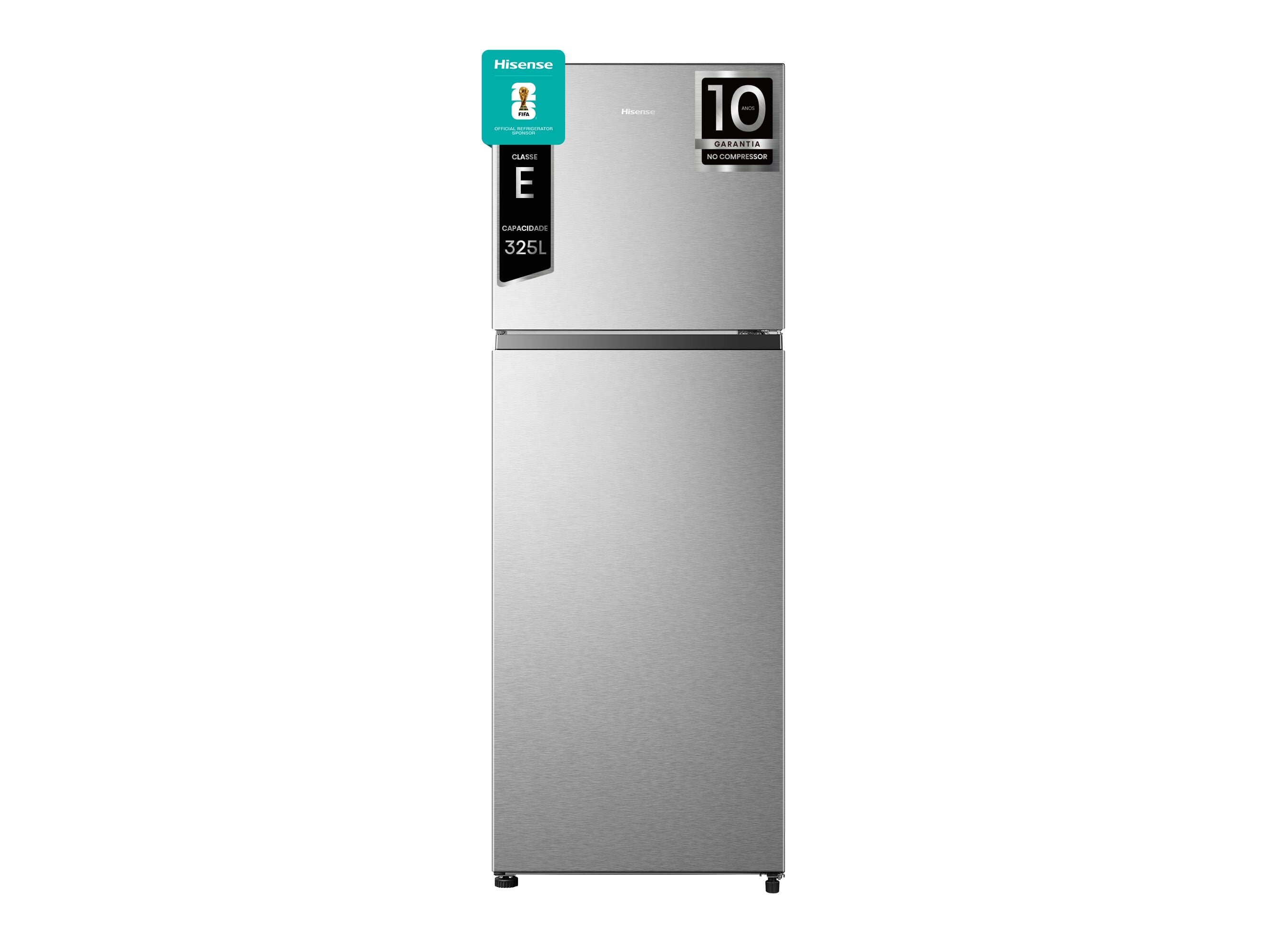 FRIGOR&Iacute;FICO 2 PORTAS HISENSE RT422N4ACE E LOOK INOX TOTAL NO FROST 325L