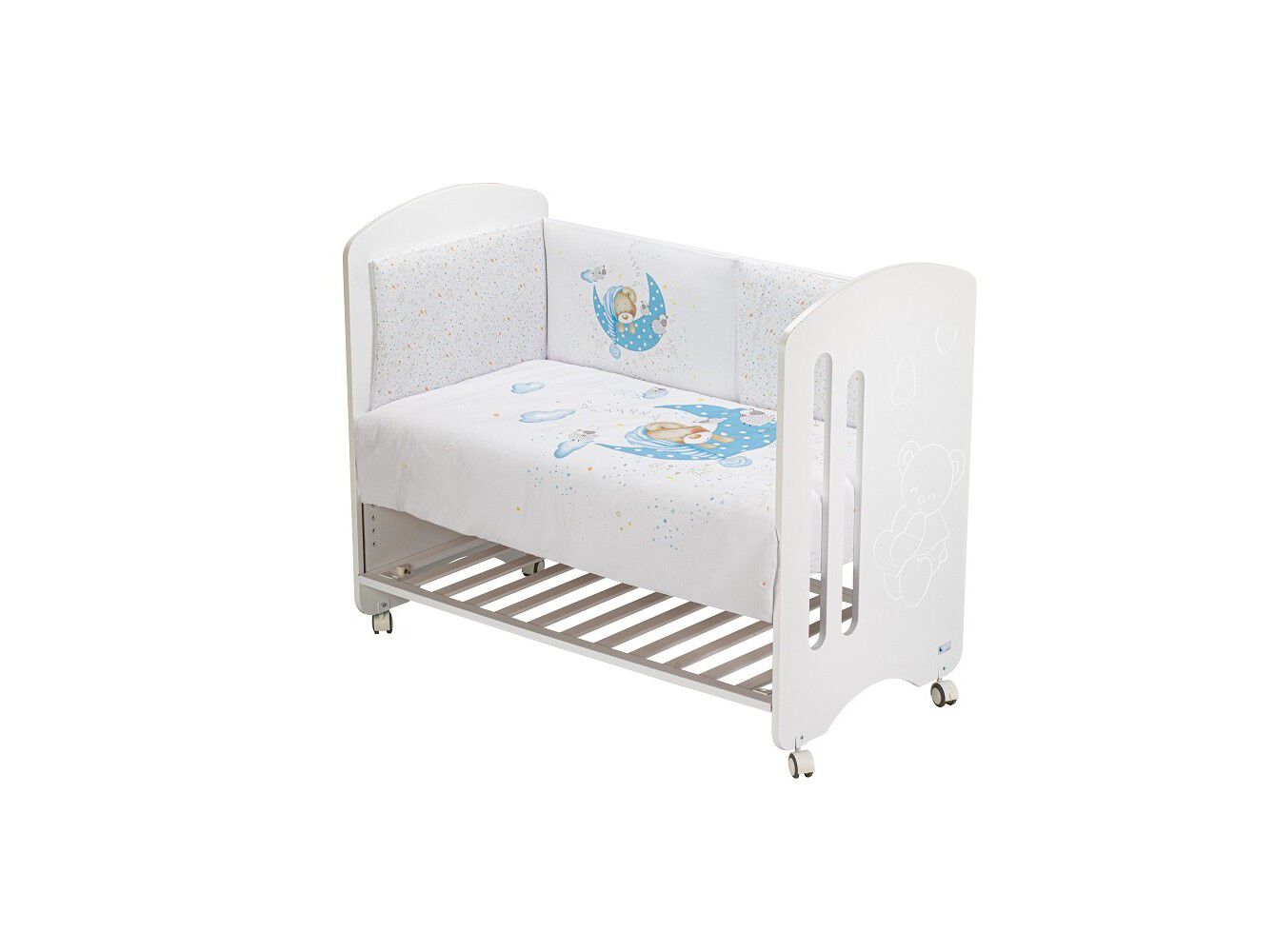 EDRED&Atilde;O+PROTECTOR INTERBABY AZUL PARA CAMA BEBE 60X120CM