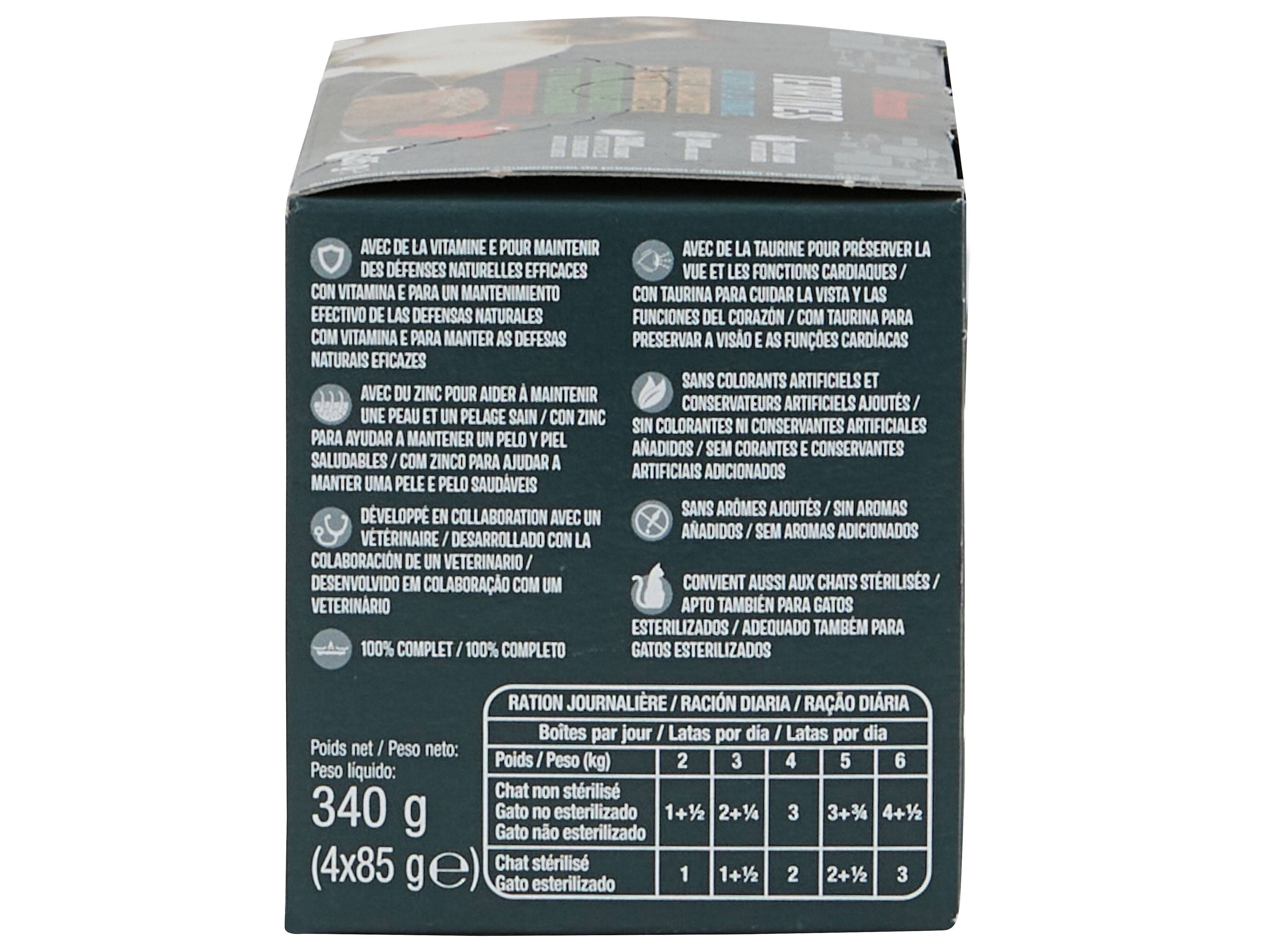 COMIDA H&Uacute;MIDA PARA GATO AUCHAN TERRINAS PEIXE E CARNE 4X85G image number 3