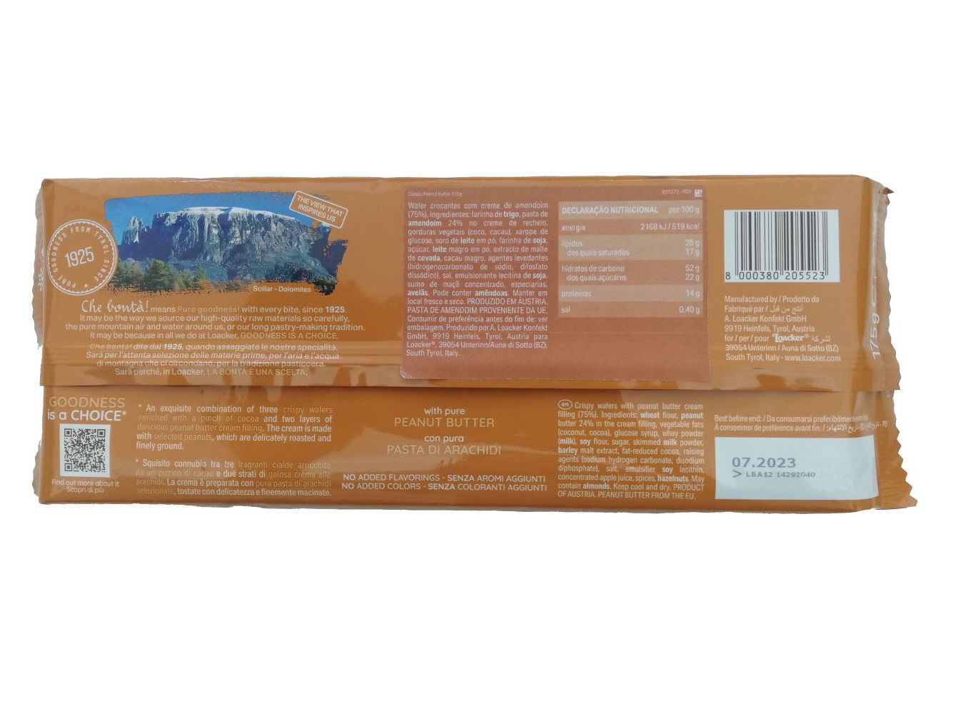 WAFFERS LOACKER MANTEIGA DE AMENDOIM 175 G image number 1