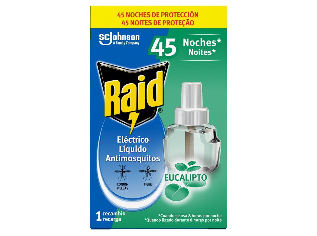 INSECTICIDA EL&Eacute;CTRICO RECARGA RAID EUCALIPTO 27ML image number 0