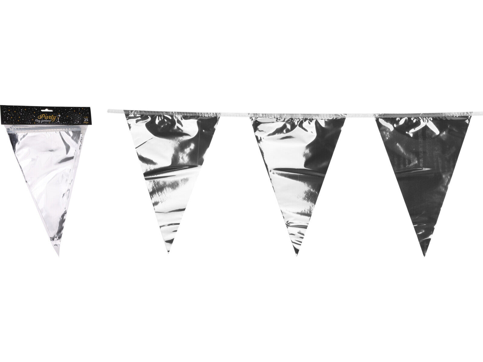 FAIXA BANDEIRINHAS PRATEADAS 6M image number 1