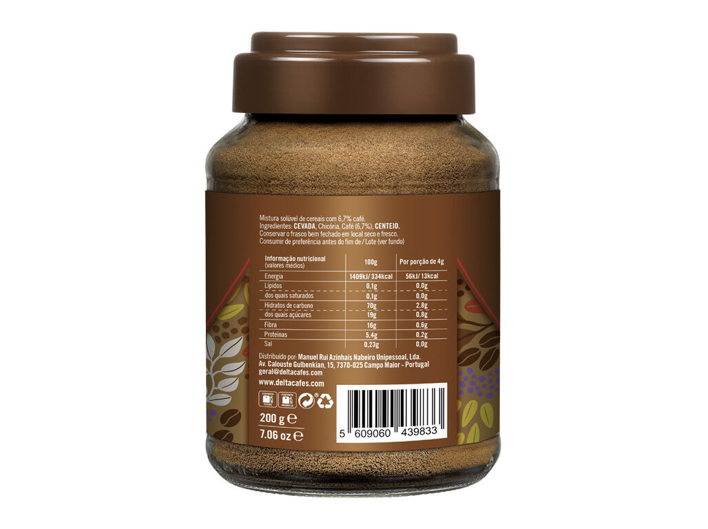 BEBIDA CEREAIS DELTA CHIC&Oacute;RIA CEVADA E CAF&Eacute; 200G image number 1