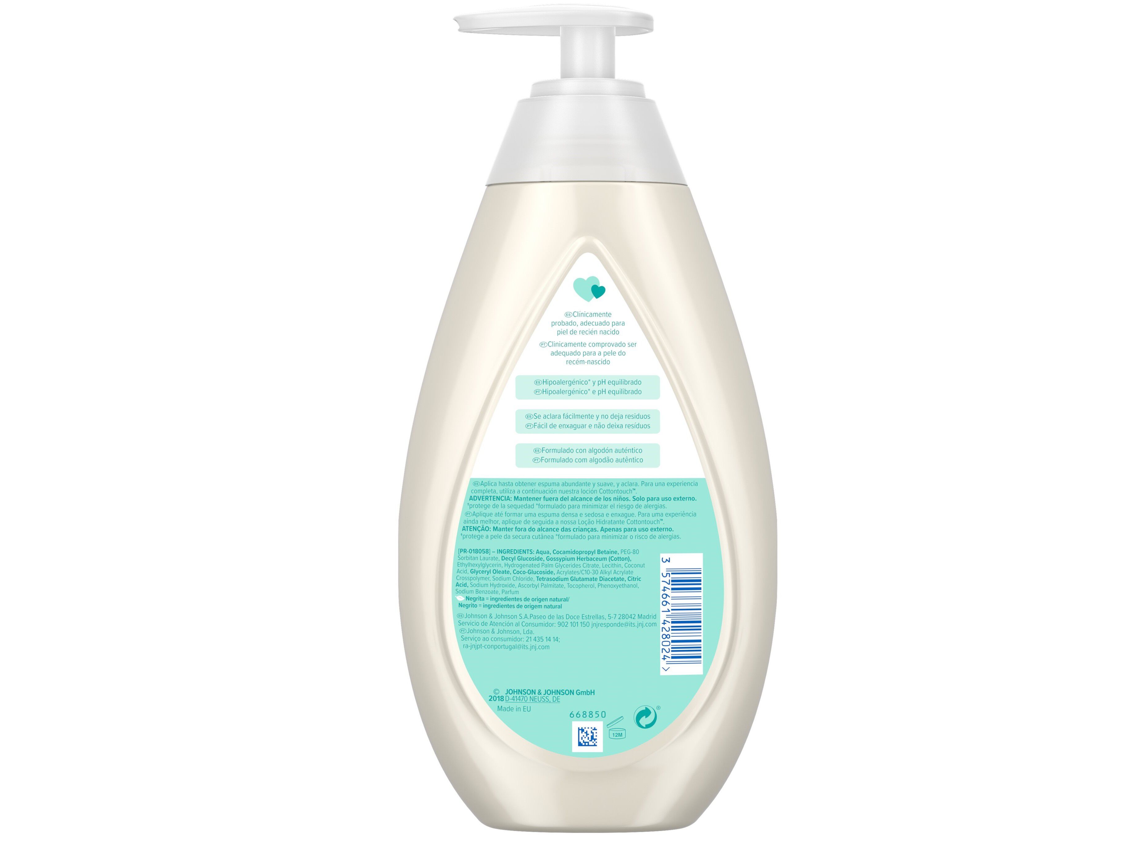 GEL DE BANHO JOHNSON'S BABY COTTON TOUCH 500ML image number 1