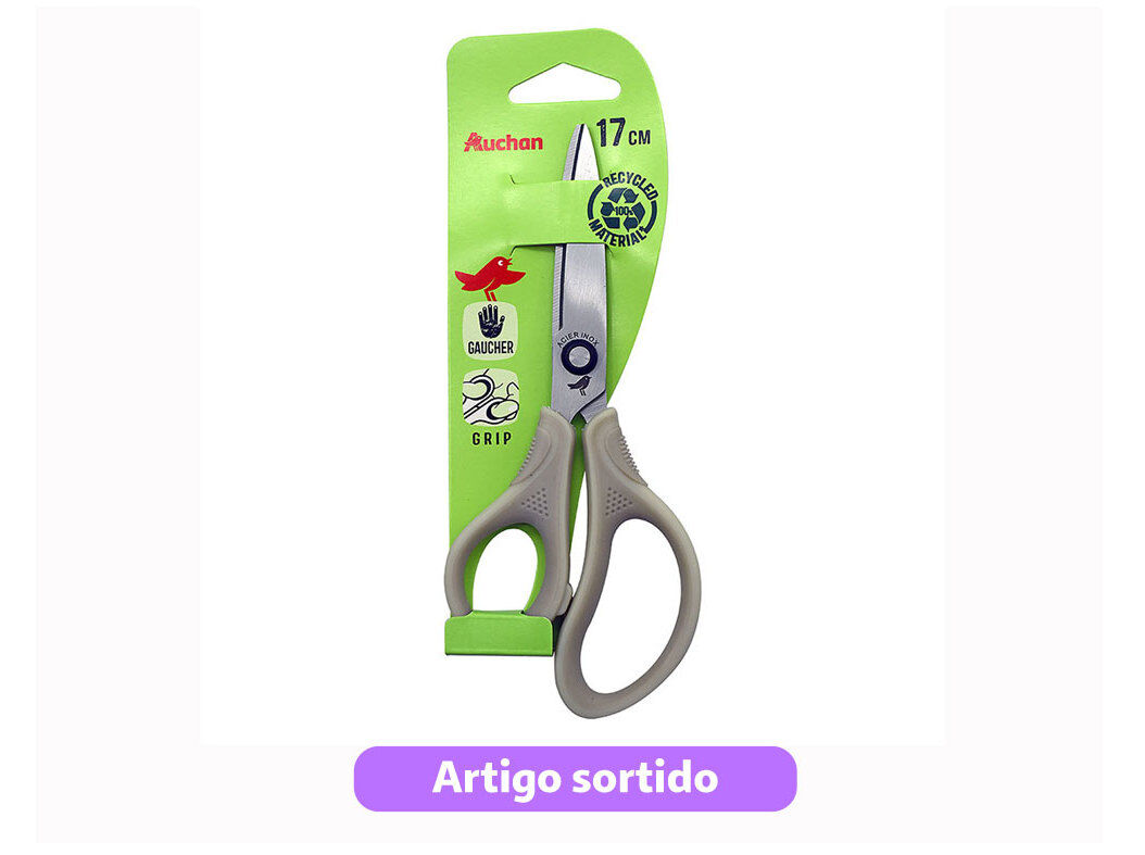 TESOURA PARA ESQUERDINOS AUCHAN 17CM BI-MATERIAL CORES SORTIDAS image number 2