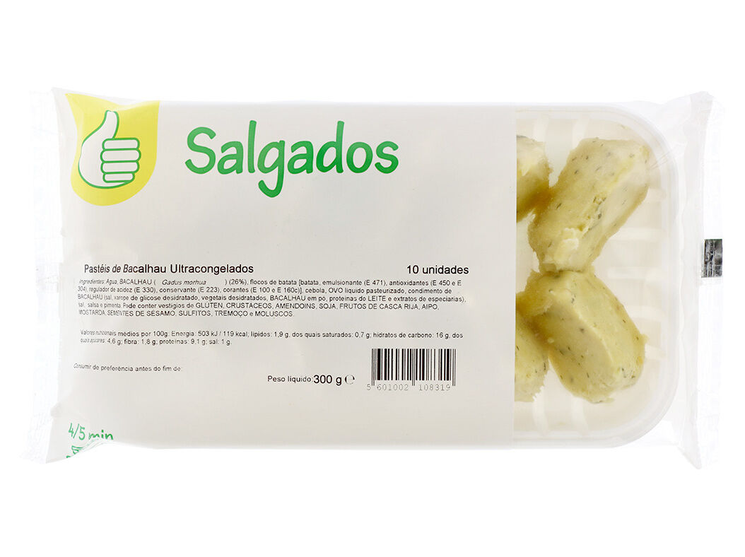 PAST&Eacute;IS DE BACALHAU POLEGAR PARA FRITAR 10UN 300G