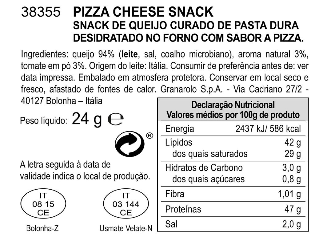 SNACK QUEIJO GRANAROLO PIZZA 24G image number 1