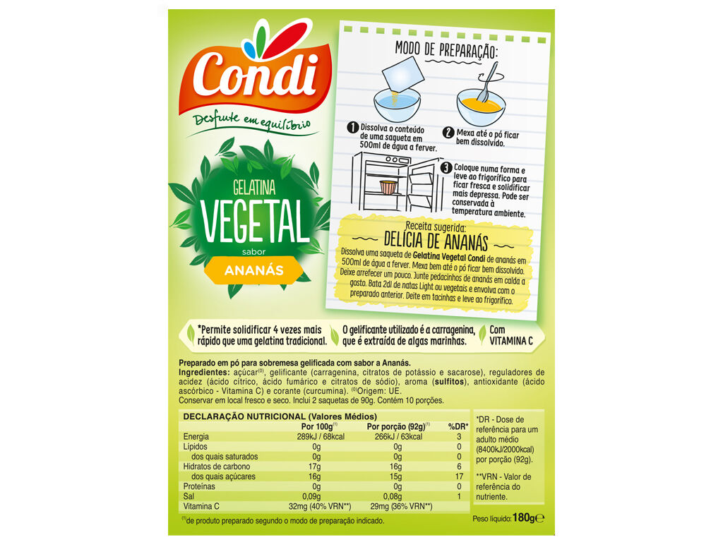 GELATINA VEGETAL CONDI ANAN&Aacute;S 180 G image number 1