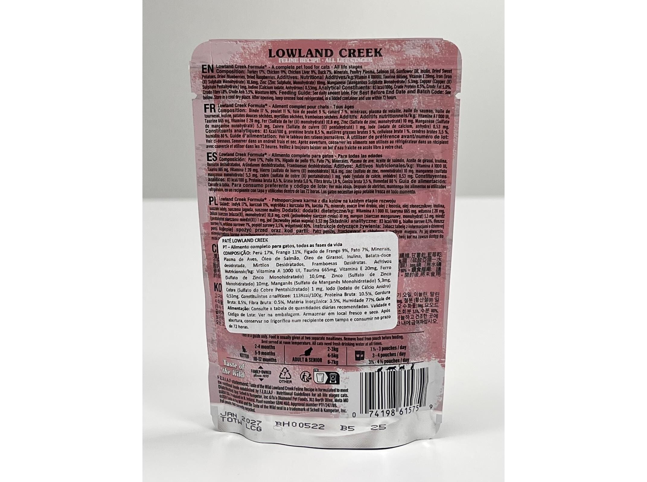 COMIDA H&Uacute;MIDA PARA GATO TASTE OF THE WILD LOWLAND CREEK 85G image number 1
