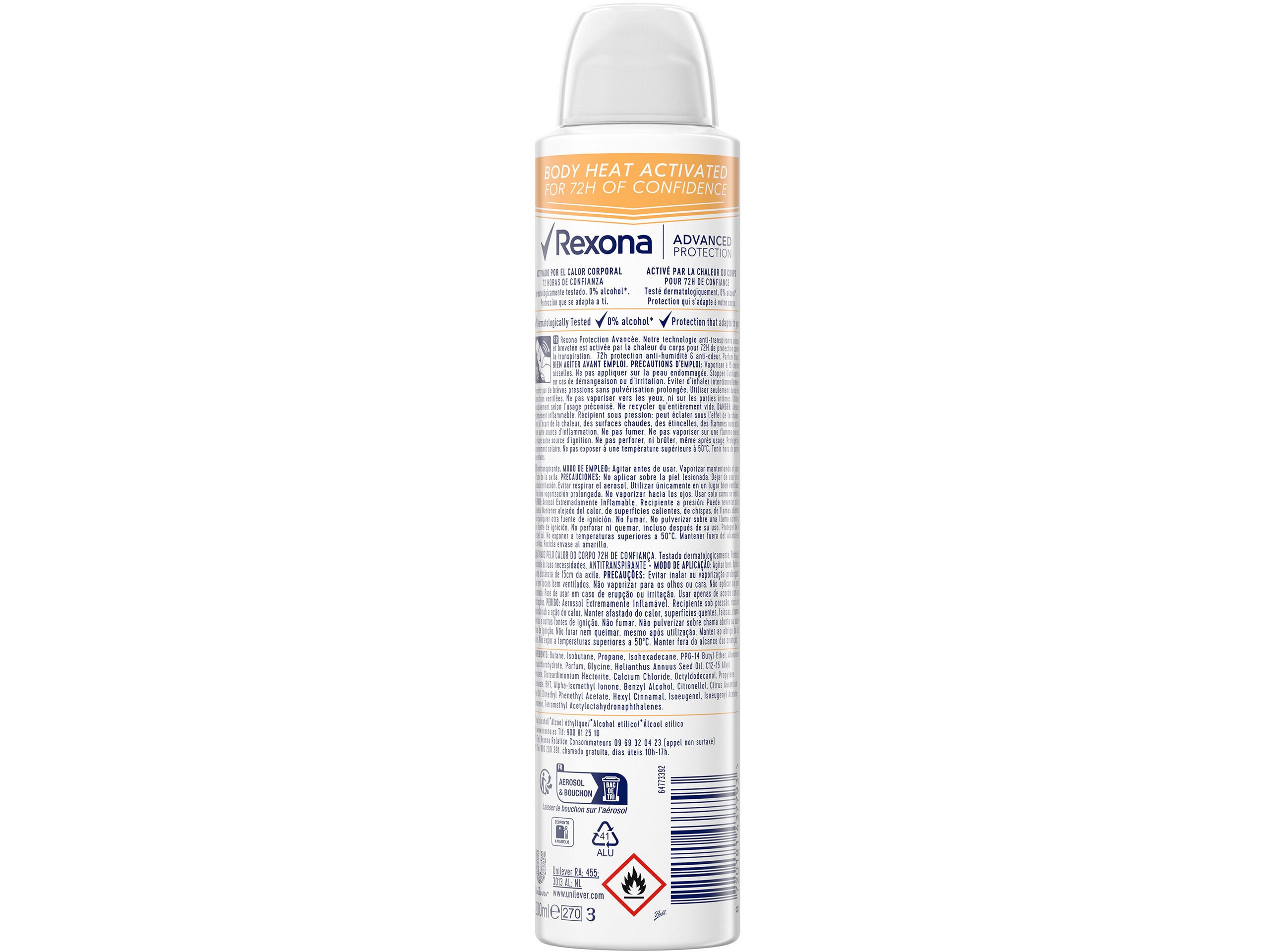 DESODORIZANTE SPRAY REXONA TROPICAL 72H 200ML image number 1