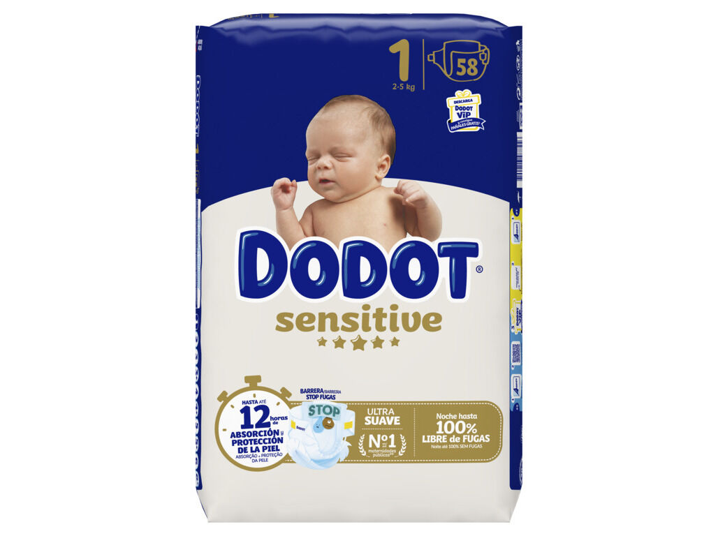 FRALDAS DODOT SENSITIVE T1 2-5KG 58UN image number 0