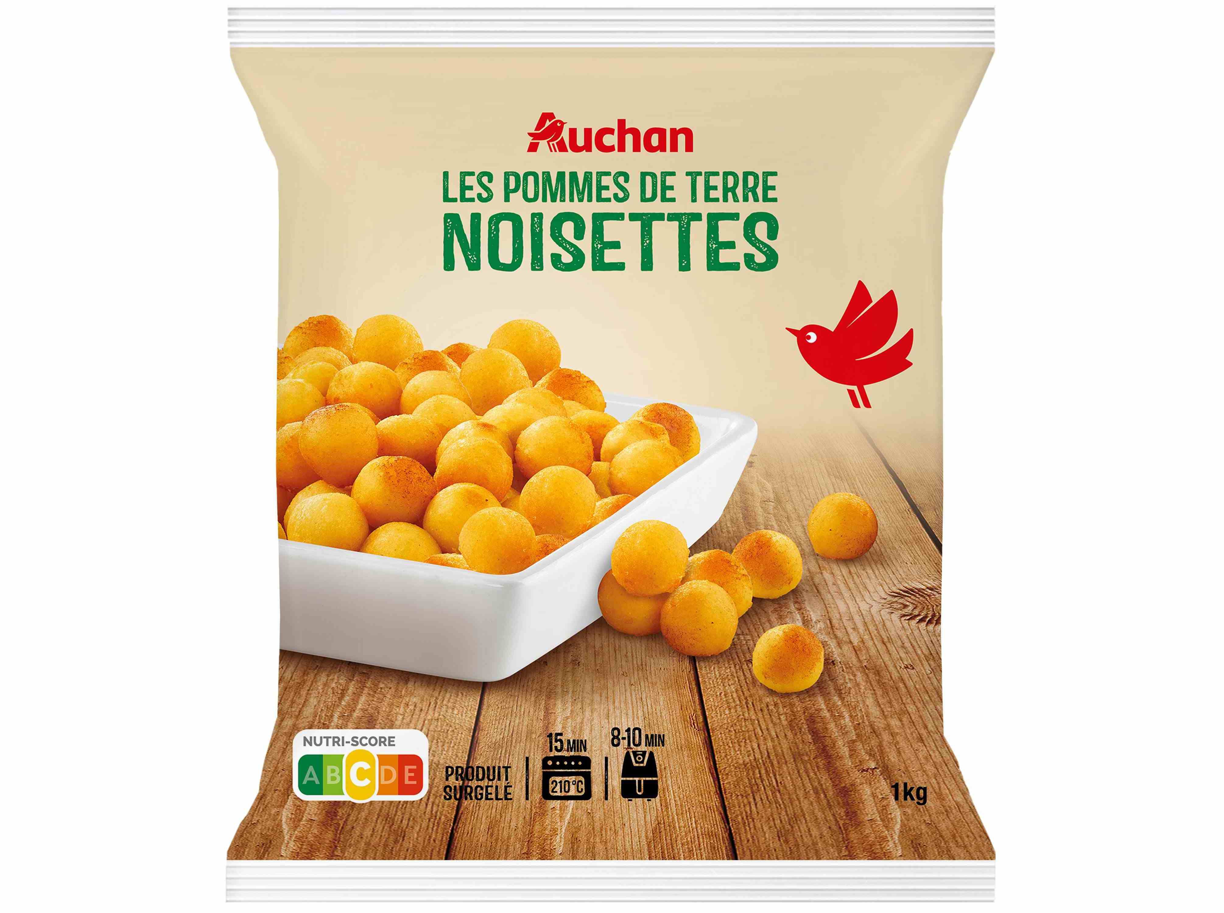 BATATAS PR&Eacute;-FRITAS AUCHAN NOISETTES PARA FORNO/AIRFRYER 1KG