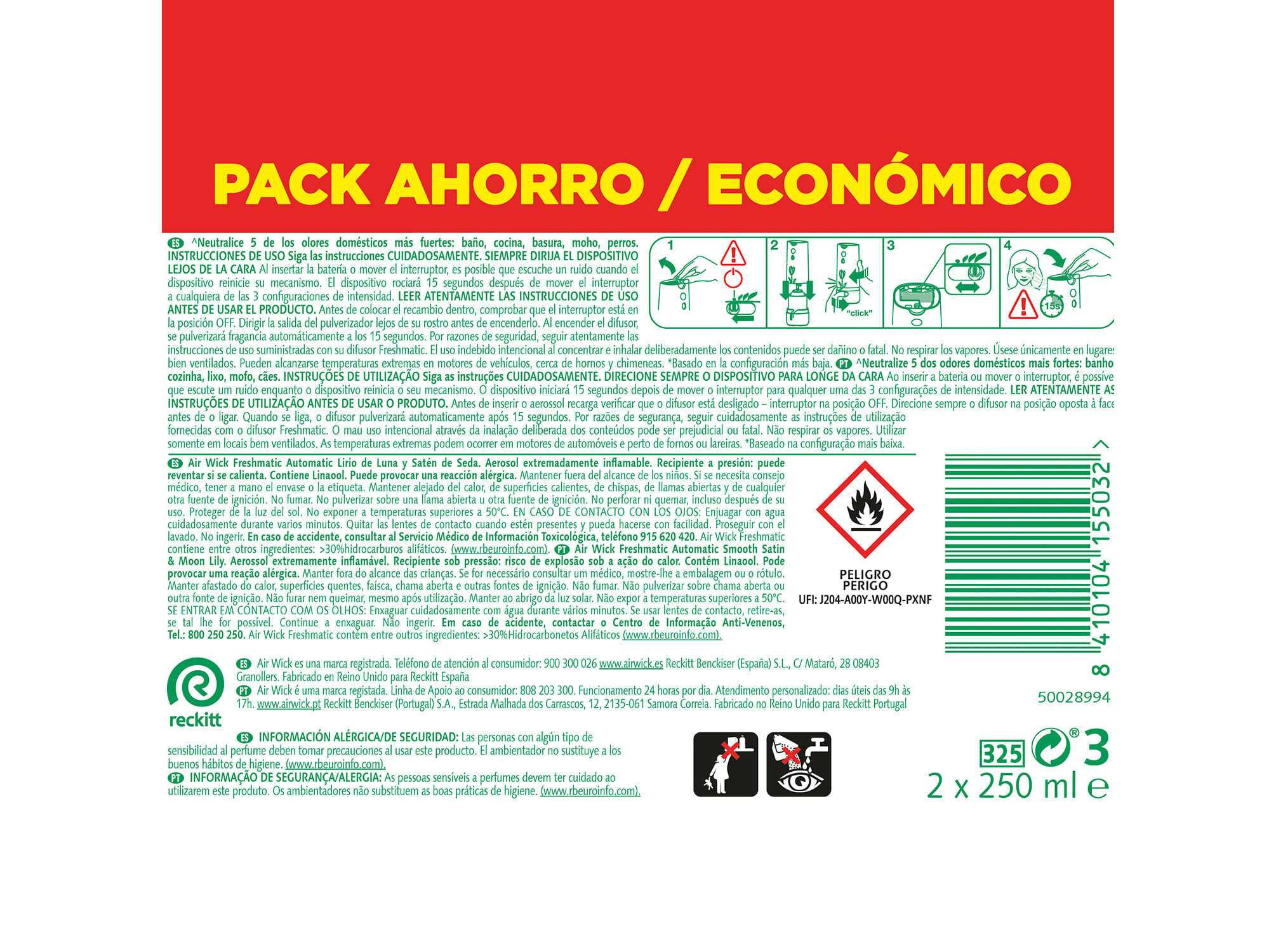 AMBIENTADOR AIR WICK RECARGA FRESHMATIC SATIN MOON 2X250 ML image number 1