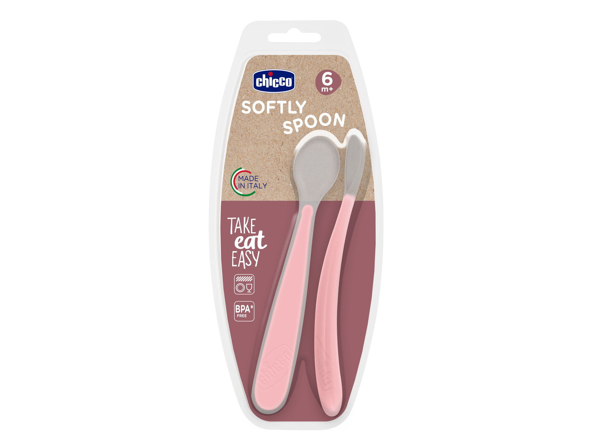 COLHER CHICCO SILICONE 6M+ ROSA 2UN image number 0