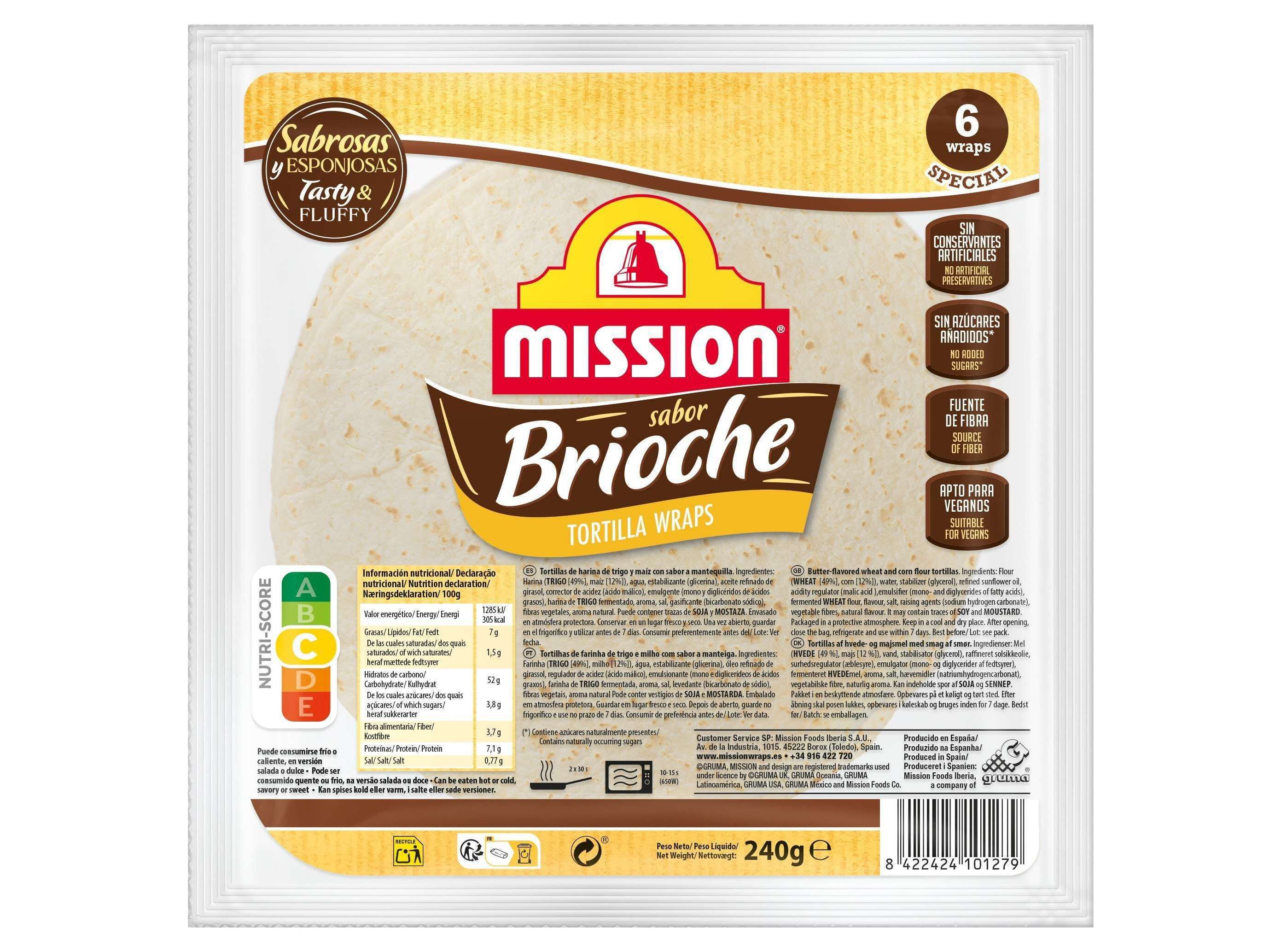 TORTILHA MISSION TRIGO BRIOCHE 240G