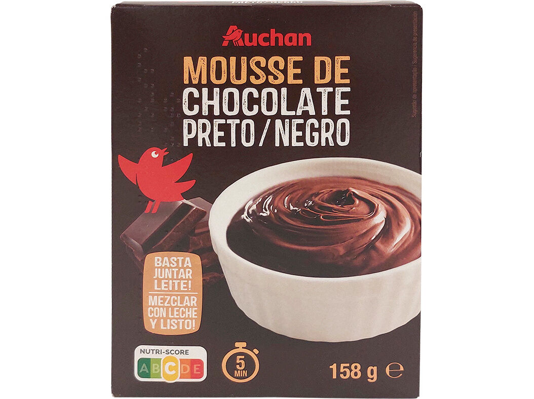 PREPARADO AUCHAN EM P&Oacute; MOUSSE CHOCOLATE PRETO 158G
