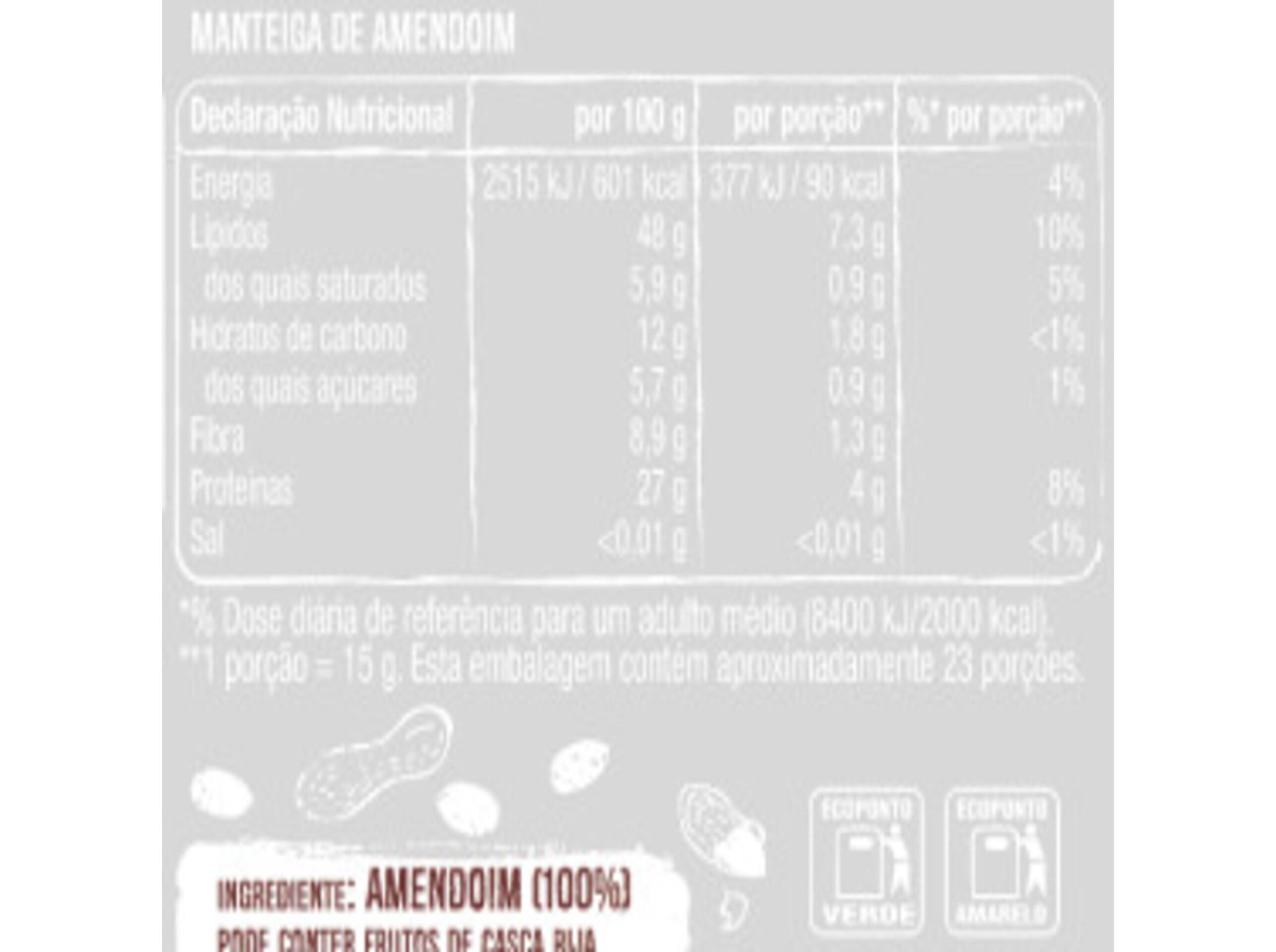 MANTEIGA CALV&Eacute; 100% AMENDOIM 350G image number 1