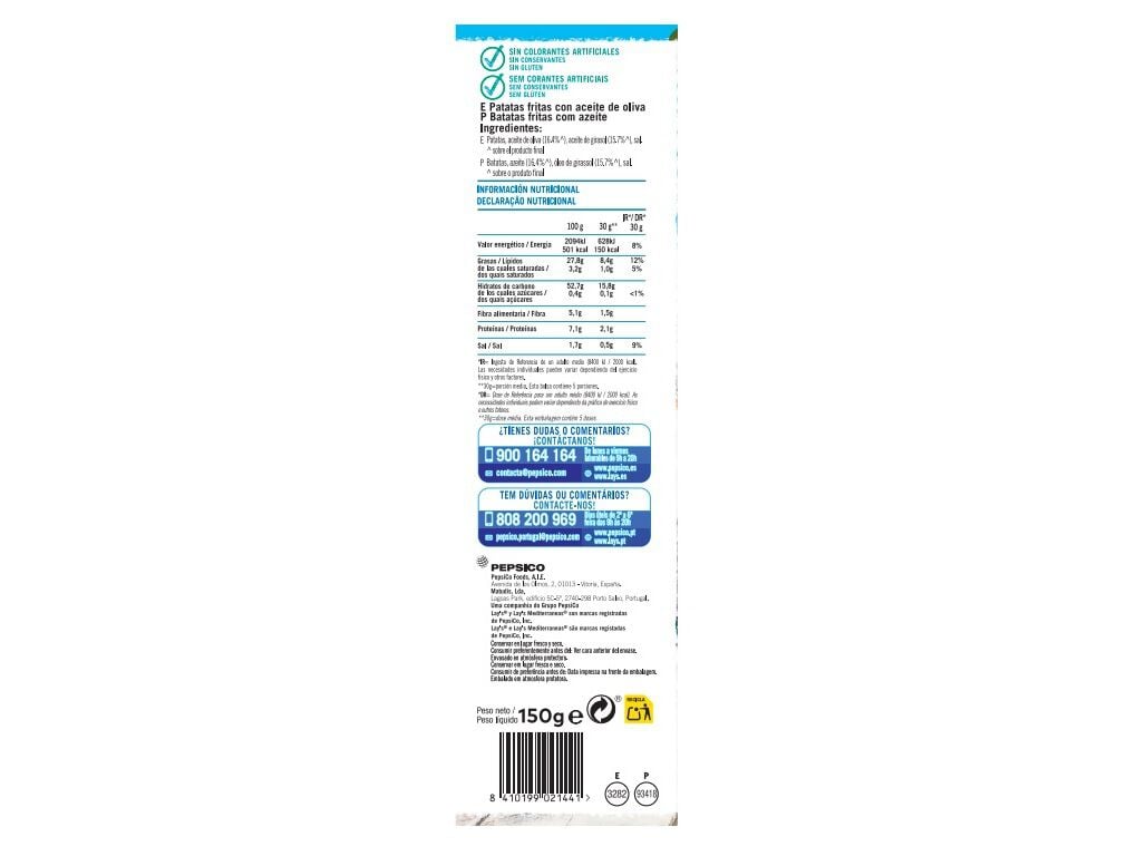 BATATAS FRITAS LAY'S MEDITERR&Acirc;NEAS 140G image number 1