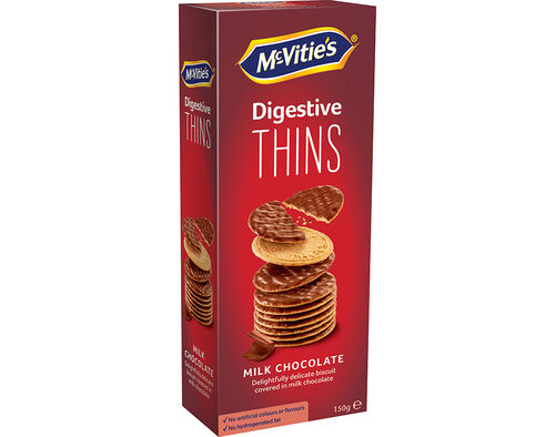 BOLACHA MCVITIE'S DIGESTIVE THINS CHOCOLATE LEITE 150G image number 0
