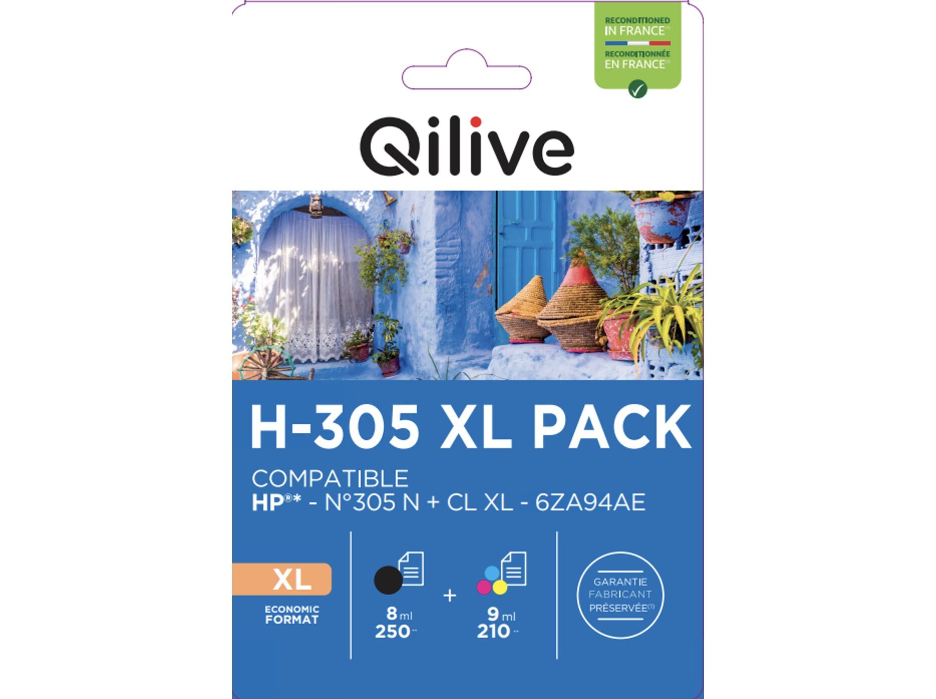 TINTEIRO COMPAT/RECICL QILIVE H-305 PACK XL B+CMY 8ML / 9ML