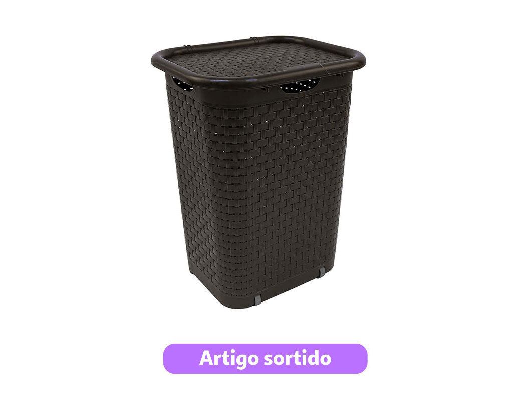 CESTO PARA ROUPA SUJA KOZZI COM RODAS 60L 44.5X35.5X59CM CORES SORTIDAS