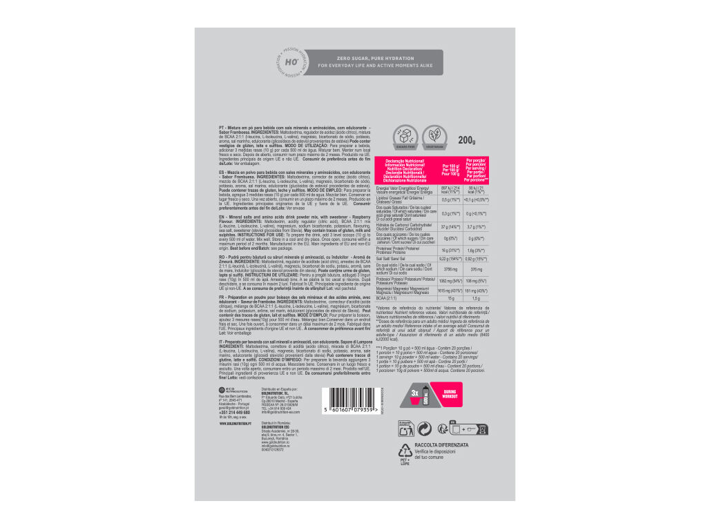 HYDRATE ZERO GOLDNUTRITION H0 FRAMBOESA 200G image number 1