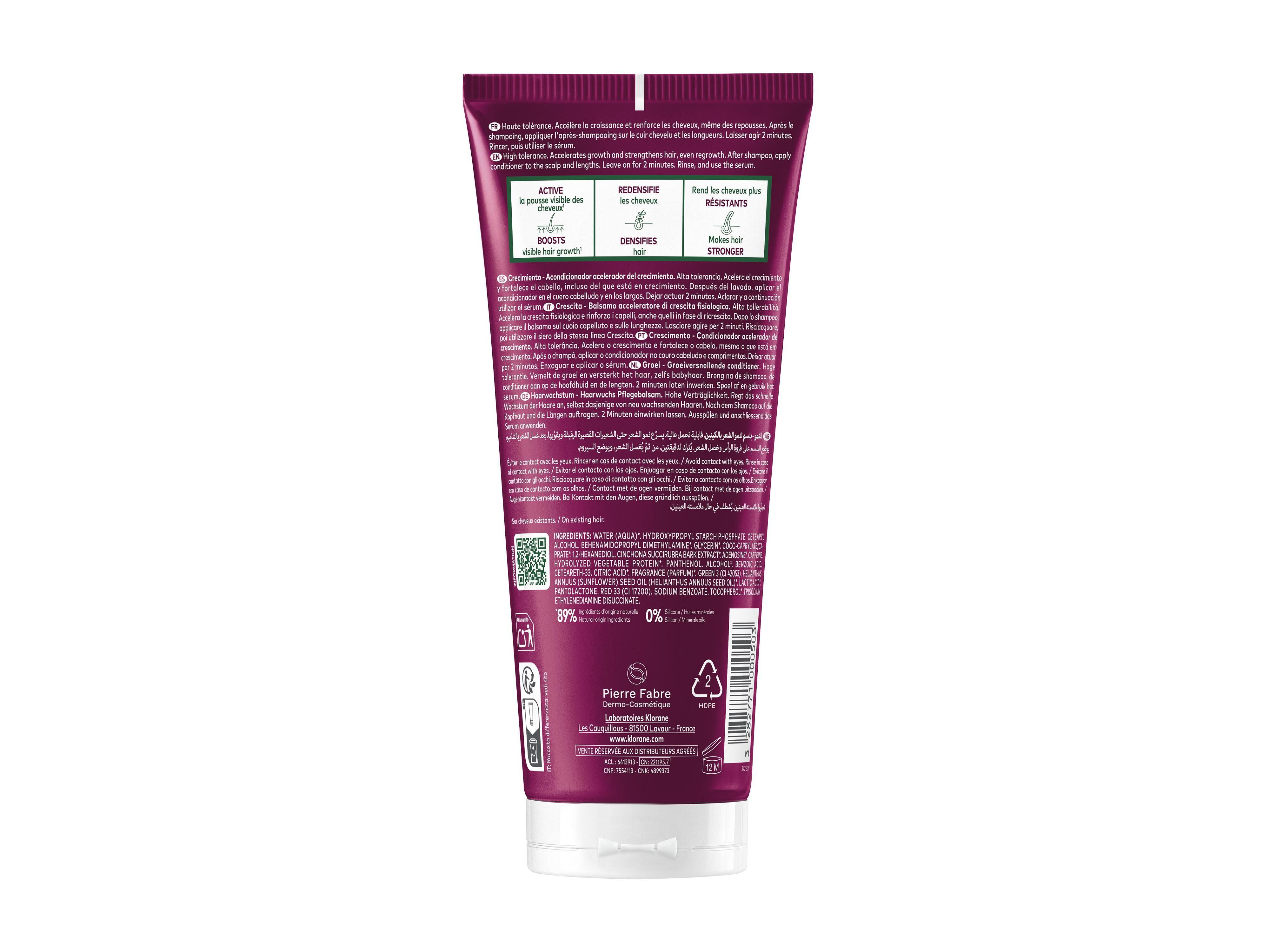 CONDICIONADOR KLORANE QUININA ACELERADOR DE CRESCIMENTO 200ML image number 1