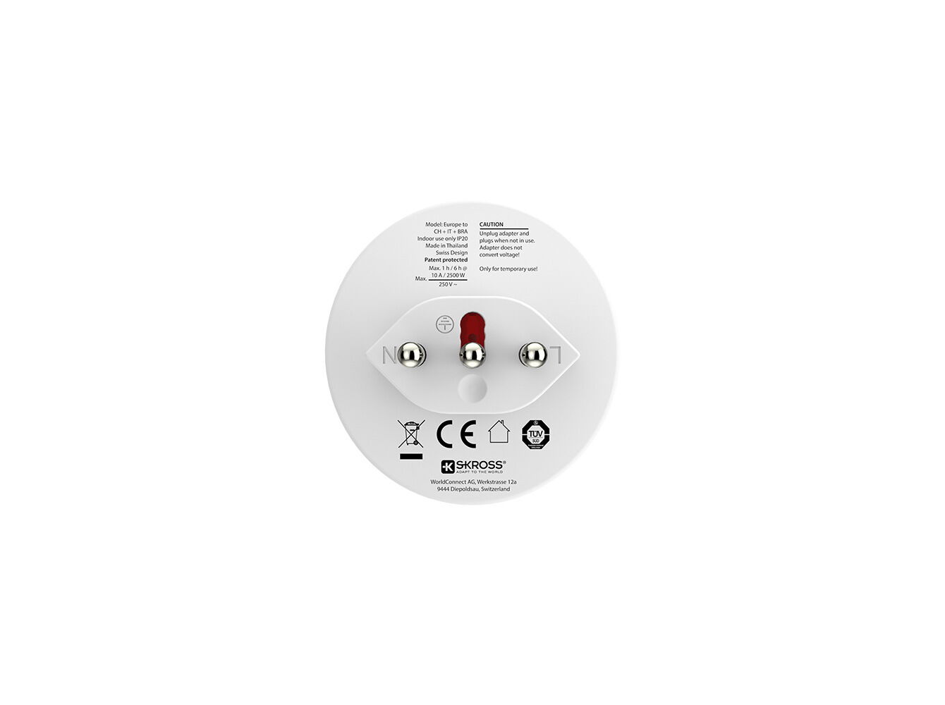ADAPTADOR SKROSS 1.500272 EU TO IT/SUI&Ccedil;A/BRASIL image number 2
