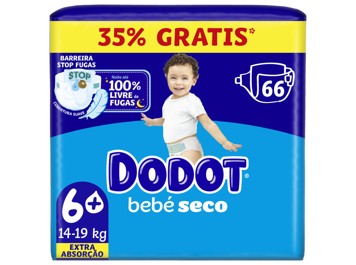 FRALDAS DODOT BEB&Eacute; SECO JUMBO T6 13-18KG 66UN image number 0