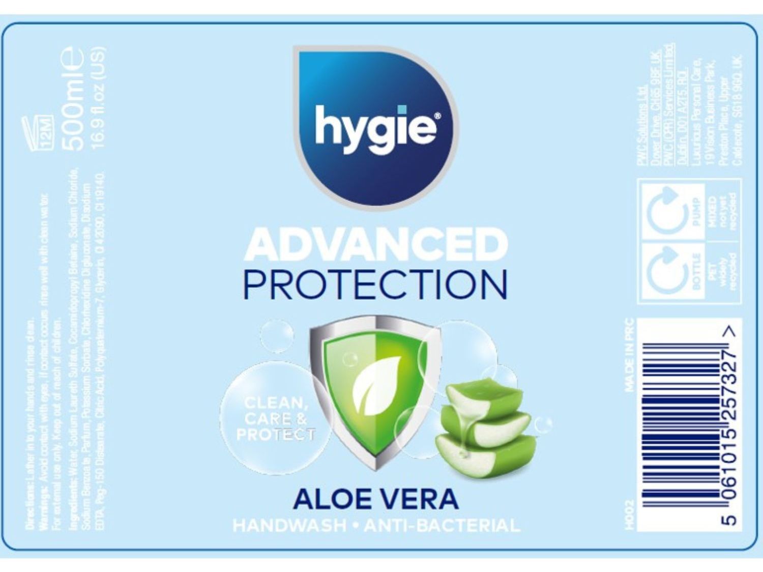 SABONETE L&Iacute;QUIDO HYGIE ALOE VERA 500 ML image number 1