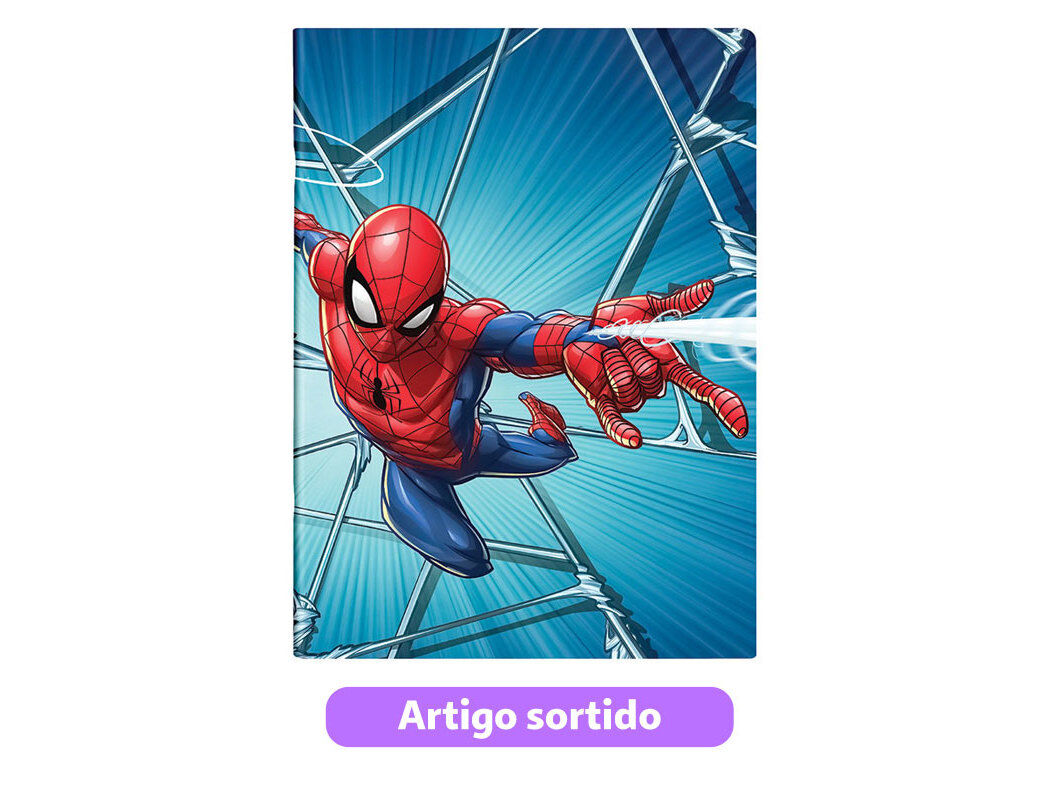 CADERNO SPIDER-MAN A4 AGRAFADO PAUTADO 80 FOLHAS MODELOS SORTIDOS