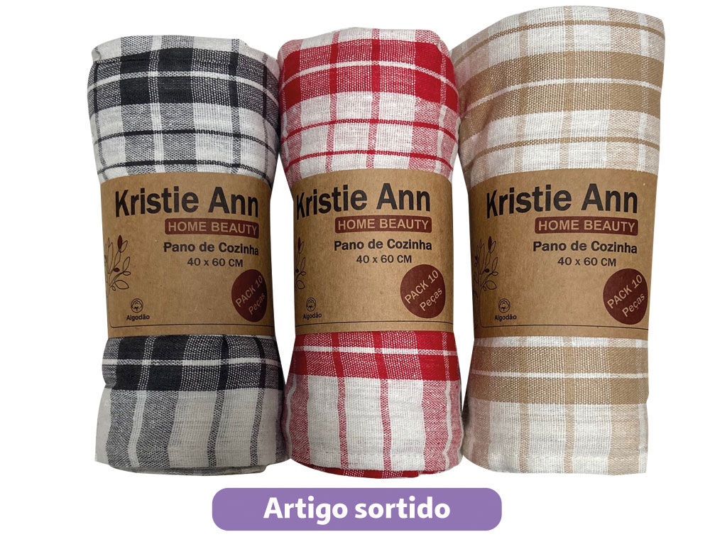 PANO DA LOU&Ccedil;A MANAUS 40X60CM PACK 3 UNIDADES CORES SORTIDAS