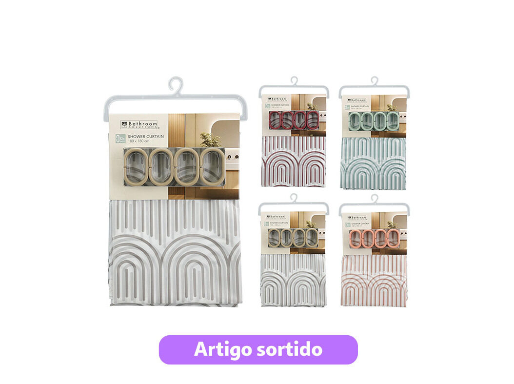 CORTINA BANHO BATH. SOLUT. 180X180CM CORES SORTIDAS