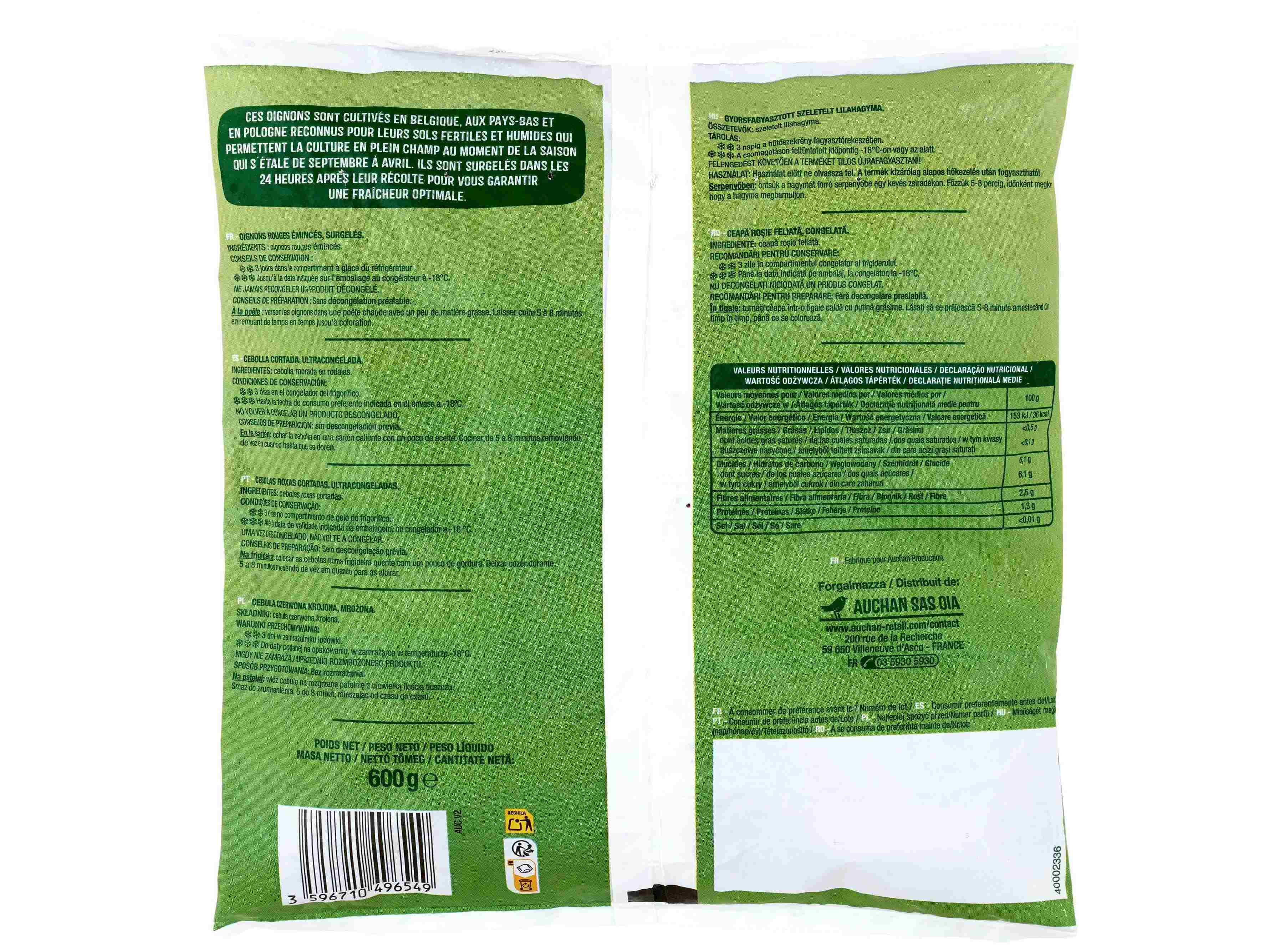 CEBOLA ROXA AUCHAN &Agrave;S RODELAS 600G image number 1
