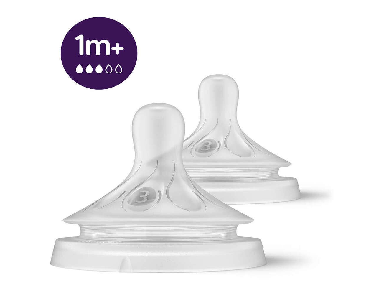 TETINA NATURAL AVENT SILICONE FLUXO1 1M+ 2UN